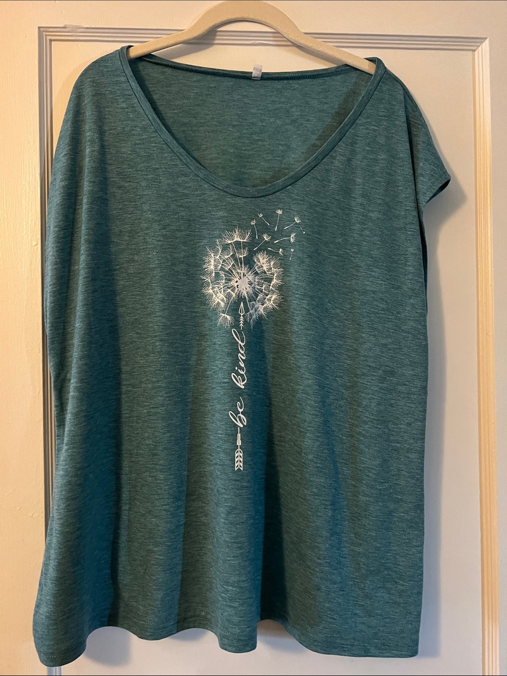 Women’s Teal Short-Sleeve Graphic Tee — Be Kind Dandelion